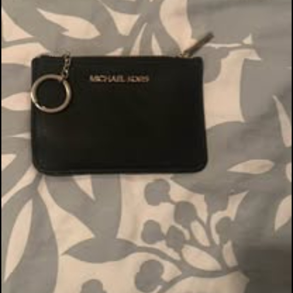 Michael Kors Black Card Holder with Silver Keyring